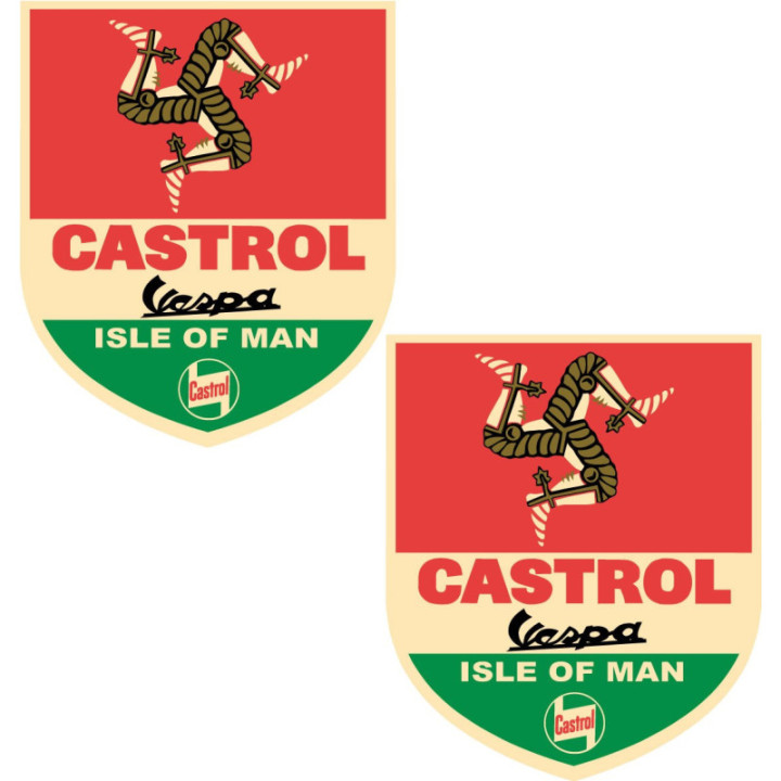 Castrol Vespa Stickers Style 3 – Scooter Sponsor Decals (2-Pack)