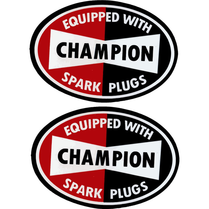 Champion Spark Plugs Stickers – Ignition Sponsor Racing Decals (2-Pack)