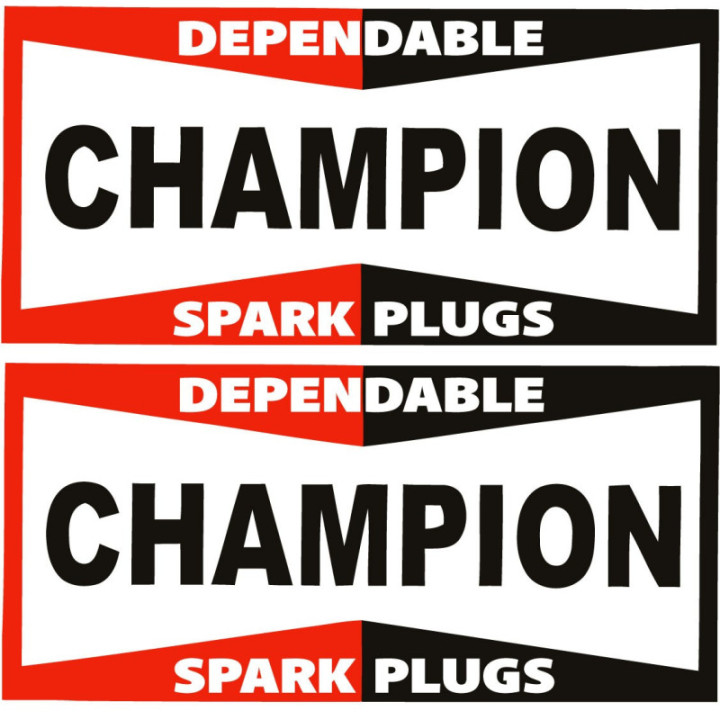 Champion Spark Plugs Stickers – Style 3 Historic Livery Decals (2-Pack)