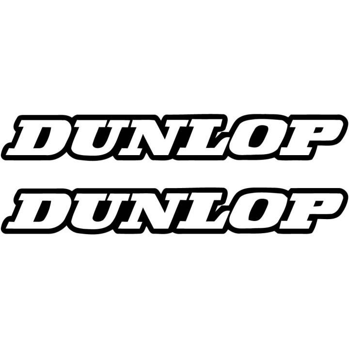 2x Dunlop Lettering Outline Black Stickers Decals - DecalsHouse