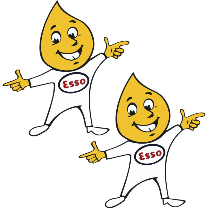 2x Esso Oil Drop Boy Style 4 Stickers Decals - DecalsHouse