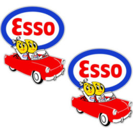 2x Esso Oil Drop Couple In Car Stickers Decals - DecalsHouse