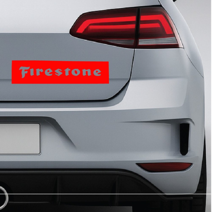 2x Firestone Red Stickers Decals - DecalsHouse