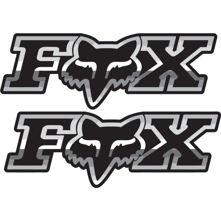 2x Fox Racing Grey Stickers Decals - DecalsHouse