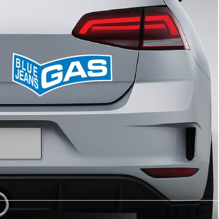 2x Gas Blue Jeans Stickers Decals - DecalsHouse