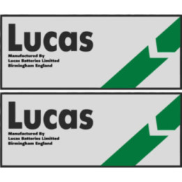 Lucas Car Batteries Stickers – Style 2 Classic British Racing Decals (2-Pack)