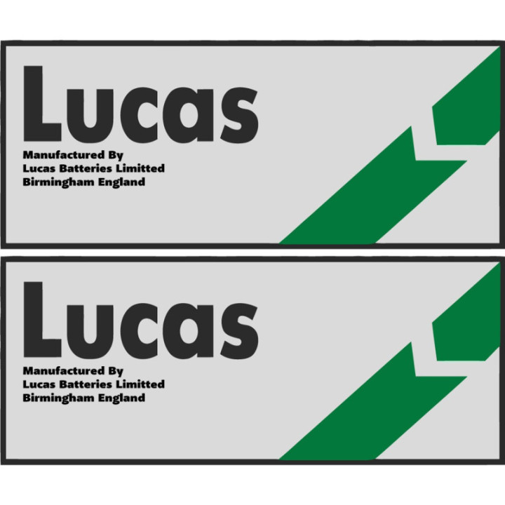 Lucas Car Batteries Stickers – Style 2 Classic British Racing Decals (2-Pack)