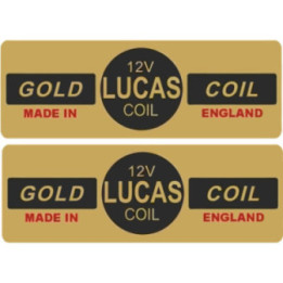 2x Lucas Replacement 12v Gold Coil Stickers Decals - DecalsHouse