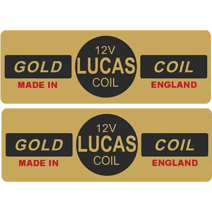 2x Lucas Replacement 12v Gold Coil Stickers Decals - DecalsHouse