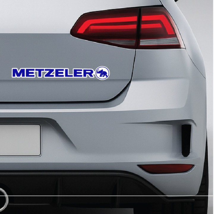 Metzeler Blue Stickers – Motorcycle Tyre Racing Sponsor Decals (2-Pack)