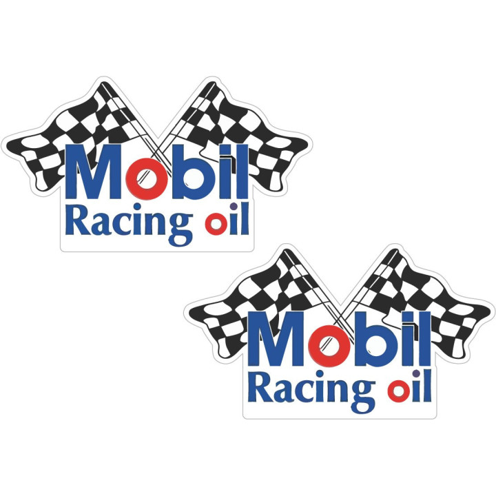 2x Mobil Racing Oil Stickers Decals - DecalsHouse
