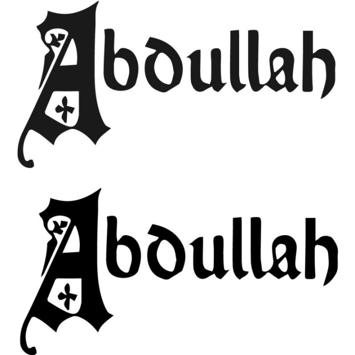 Abdullah Name Stickers – Gothic Script Decals (2-Pack)