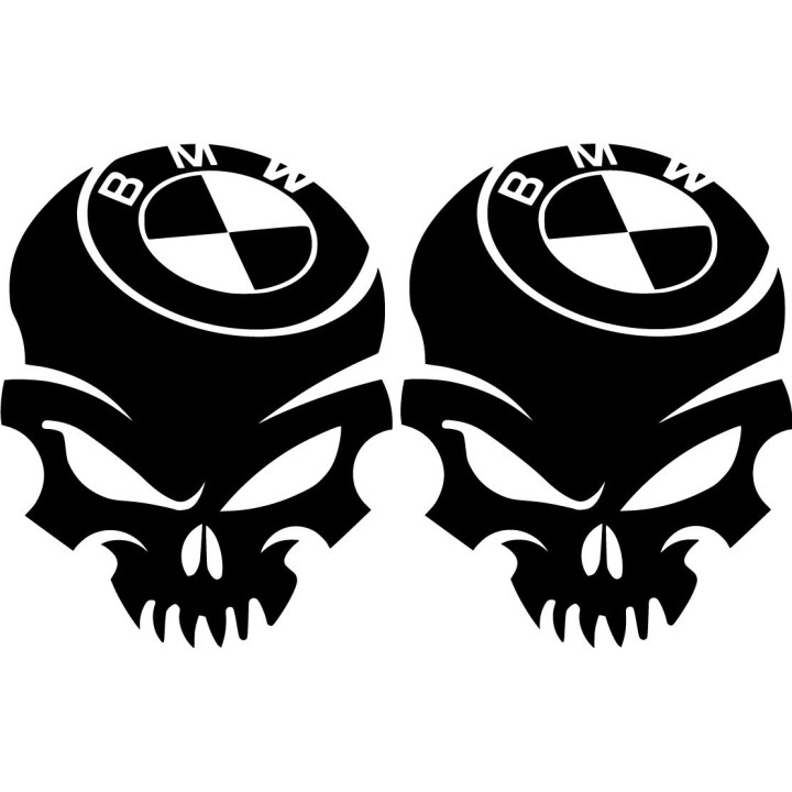 BMW Motorrad Skull Stickers – R nineT S1000R Custom Decals (2-Pack)
