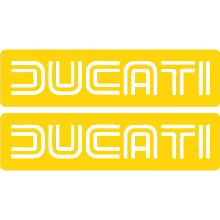 Ducati Badge Logo Lettering Yellow Stickers Decals - DecalsHouse