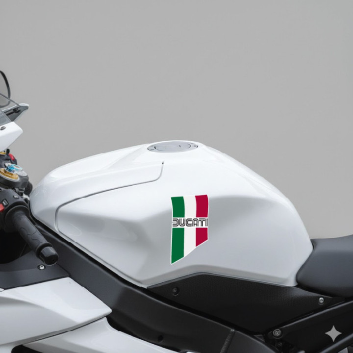 Ducati Flag Stickers – Italian Tricolore MotoGP Motorcycle Decals (2-Pack)