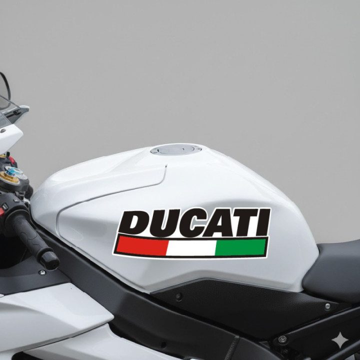 Ducati Stickers with Italian Flag – Panigale Monster Decals (2-Pack)