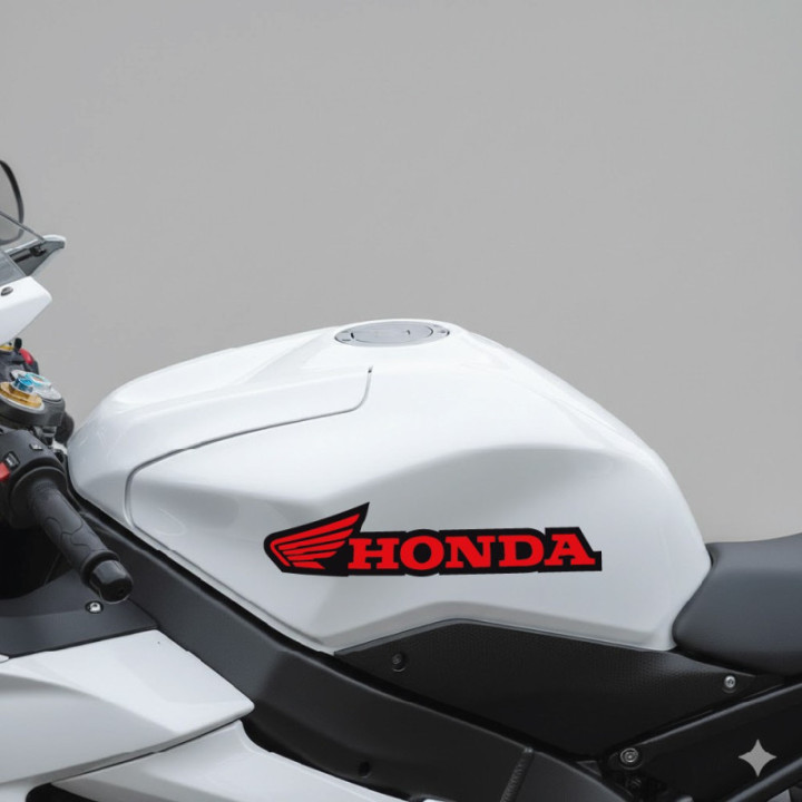 Honda Logo Red & Black Stickers 2-Pack | Glossy Motorcycle Decals