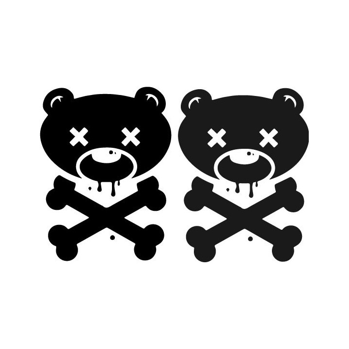 Dead Bear Crossbones Stickers – Gothic Punk Decals (2-Pack)