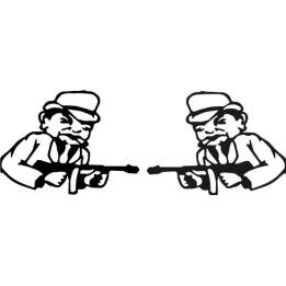 Gangster Mobster Stickers – Tommy Gun Bootlegger Decals (2-Pack)