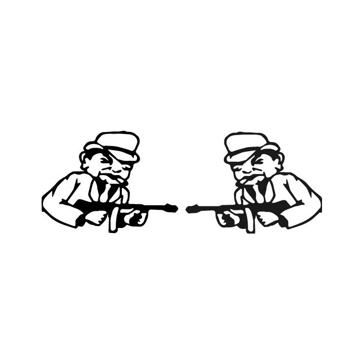 Gangster Mobster Stickers – Tommy Gun Bootlegger Decals (2-Pack)