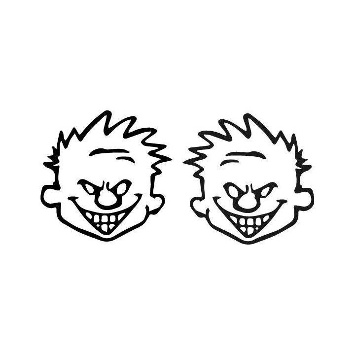Calvin Mischievous Face Stickers – Comic Decals (2-Pack)