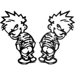 Calvin Peeing Stickers – Funny Comic Decals (2-Pack)