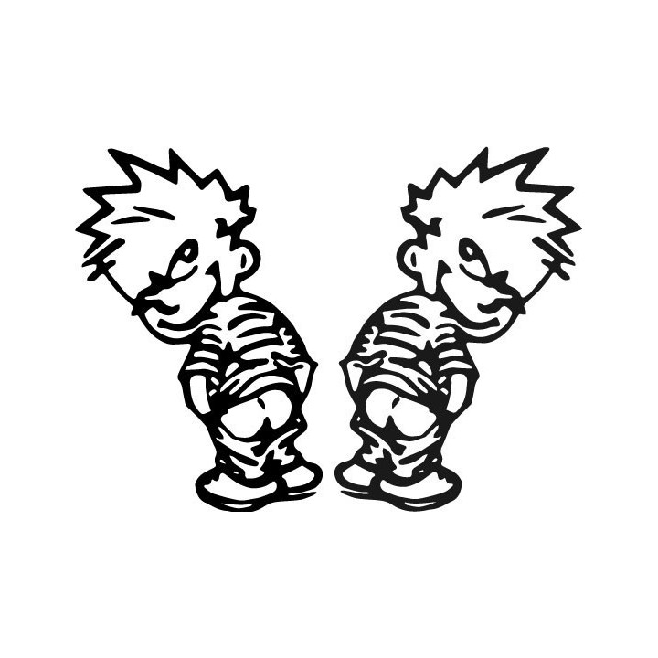Calvin Peeing Stickers – Funny Comic Decals (2-Pack)