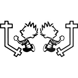 Calvin Praying Cross Stickers – Faith Decals (2-Pack)