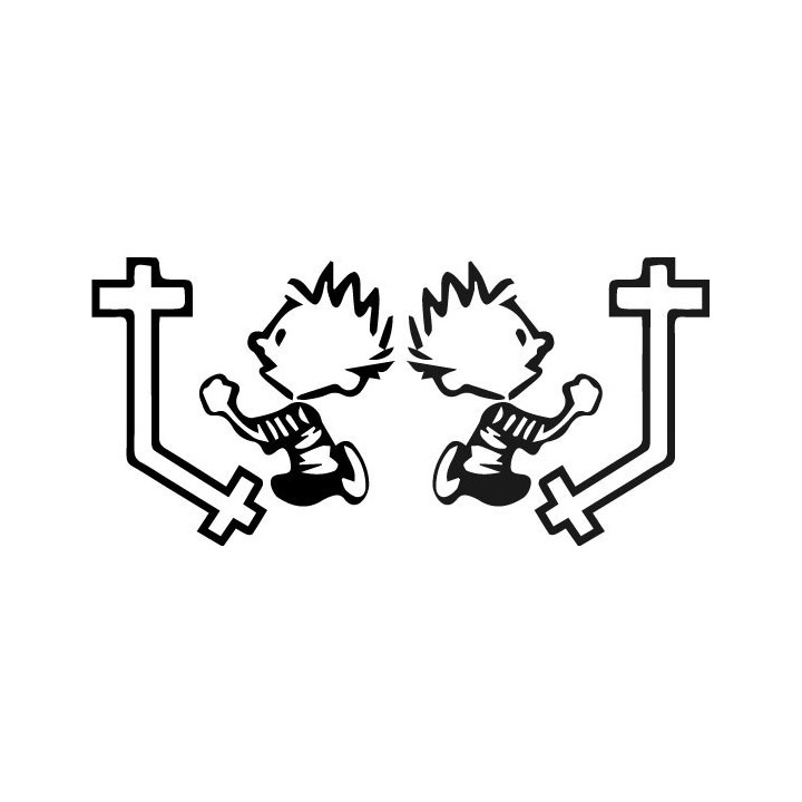Calvin Praying Cross Stickers – Faith Decals (2-Pack)