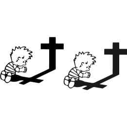 Boy Praying Cross Stickers – Christian Faith Decals (2-Pack)