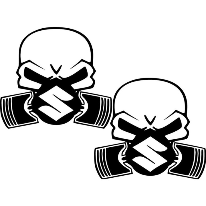 Suzuki Logo Skull Die Cut Stickers Decals - DecalsHouse