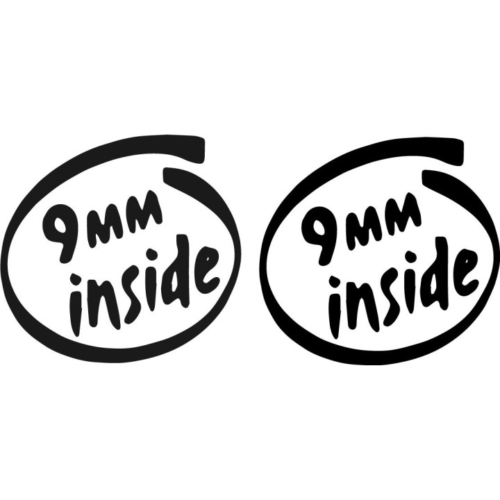 9mm Inside Funny Stickers – Gun Owner Decals (2-Pack)