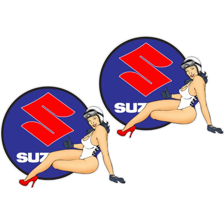 Suzuki Logo Pin Up Style 2 Stickers Decals - DecalsHouse
