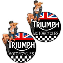 Triumph Pin Up Style 2 Stickers – Retro Café Racer Decals (2-Pack)