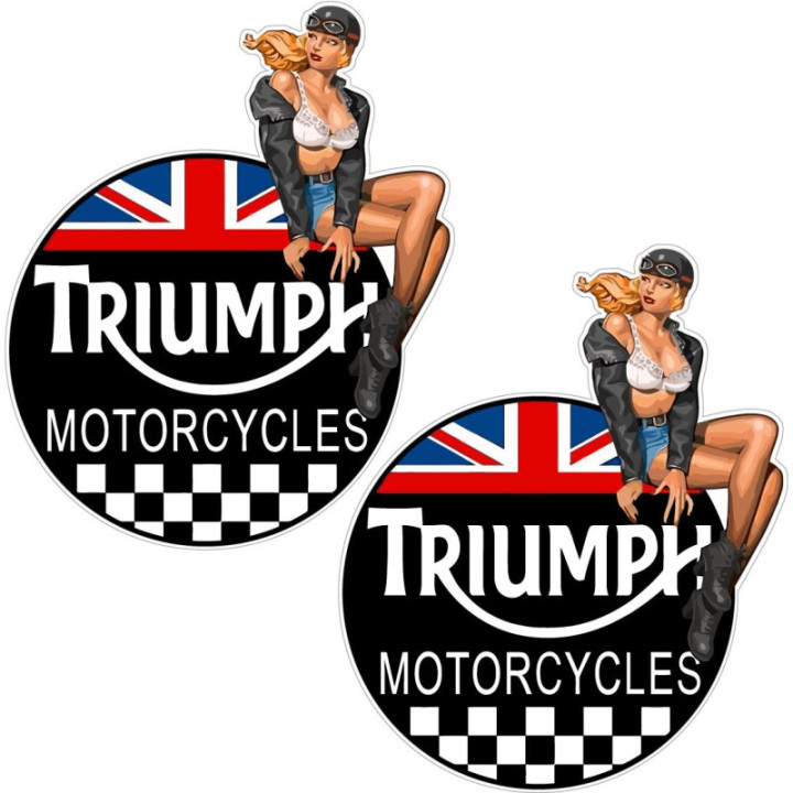 Triumph Pin Up Stickers – Bonneville Thruxton Café Racer Decals (2-Pack)