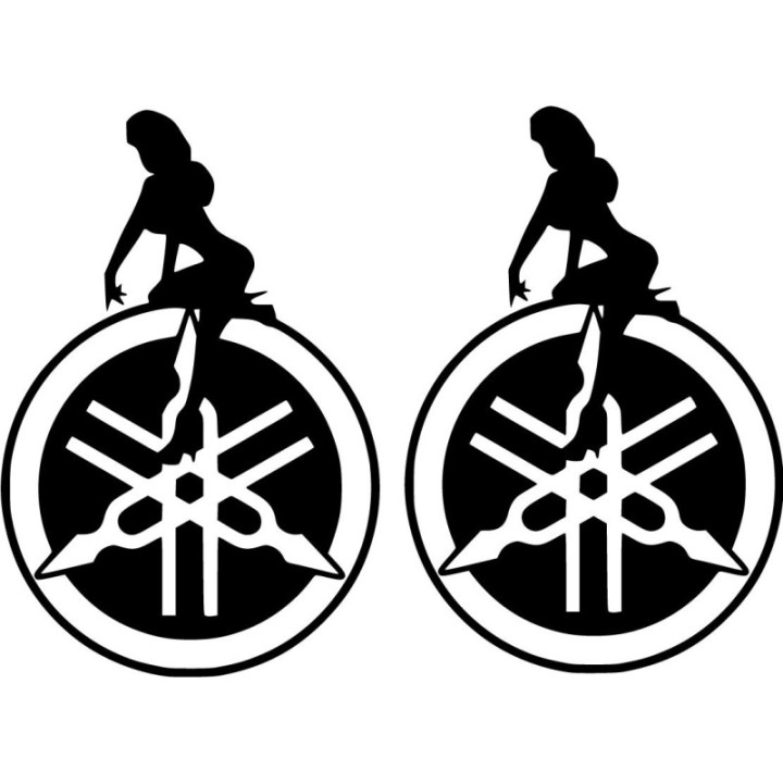 Yamaha Logo Pin Up Girl Die Cut Stickers Decals - DecalsHouse