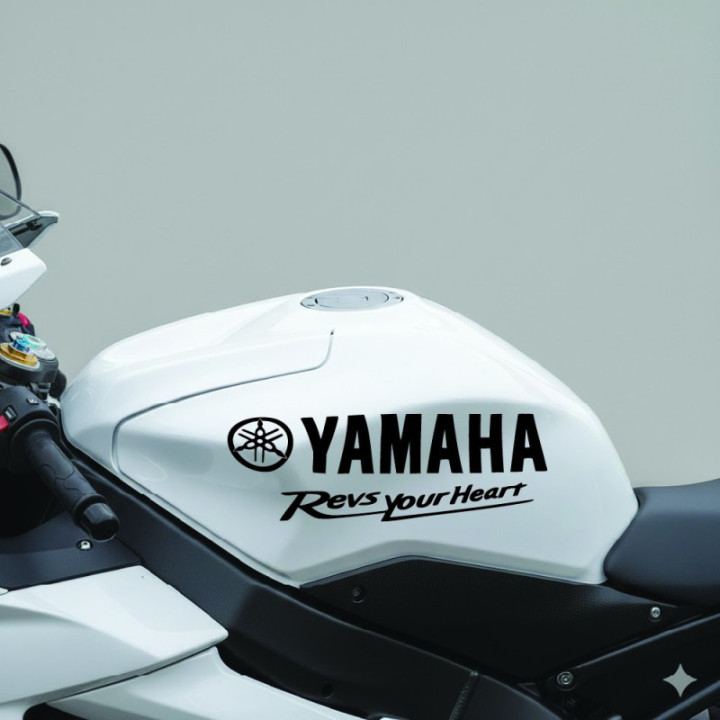 Yamaha Revs Your Heart Stickers – Motorcycle Slogan Decals (2-Pack)