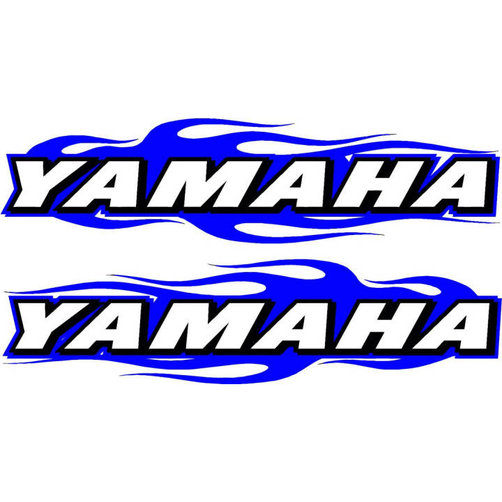 Yamaha Logo Flames Blue Stickers Decals - DecalsHouse