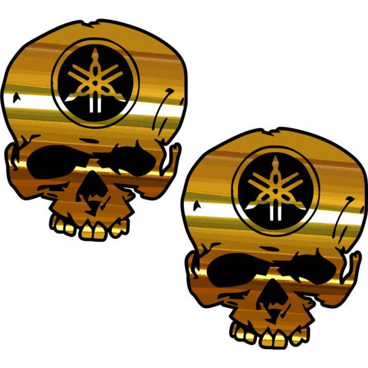 Yamaha Logo Skull Gold Stickers Decals - DecalsHouse