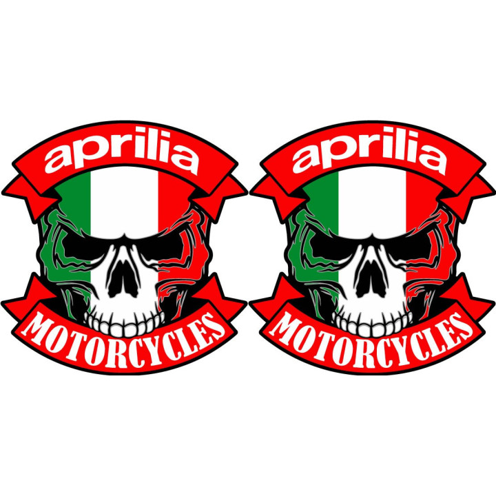 2x Aprilia Motorcycles Skull Stickers Decals - DecalsHouse