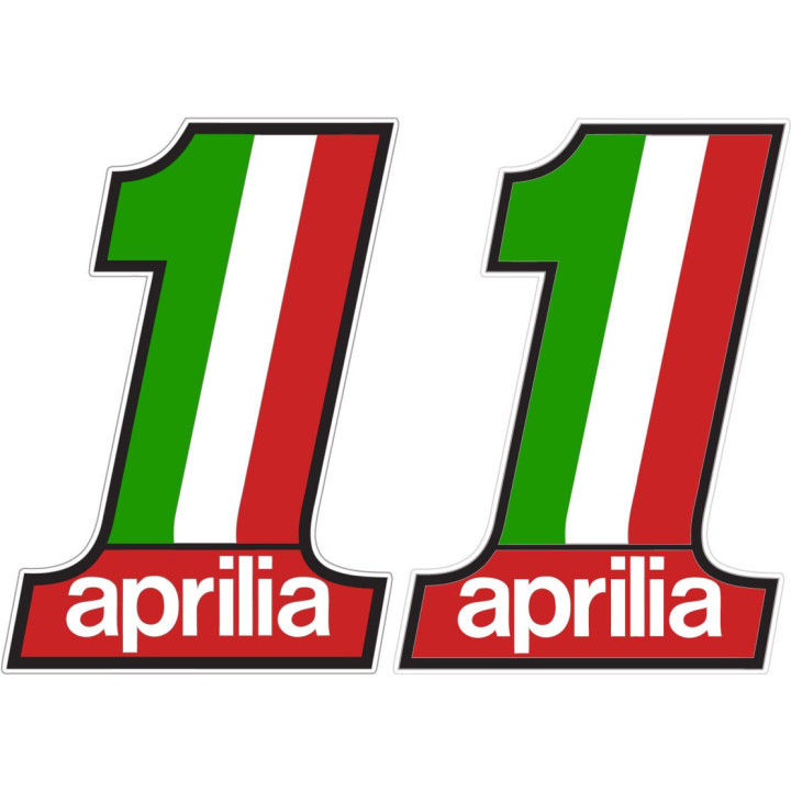2x Aprilia Number 1 Style 2 Stickers Decals - DecalsHouse
