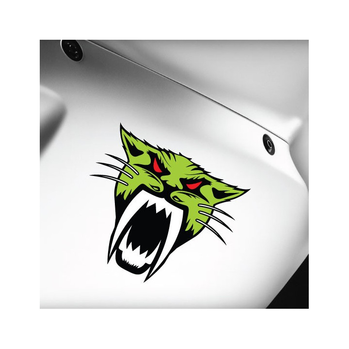 Arctic Cat Head Green Stickers Decals x2 - DecalsHouse