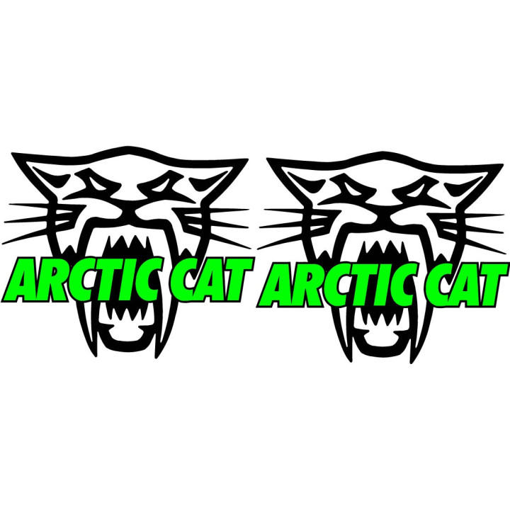 Arctic Cat Head Logo Green Stickers Decals x2 - DecalsHouse