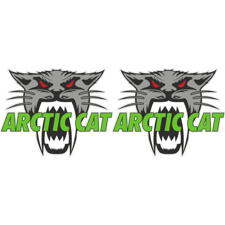 Arctic Cat Head Logo Green Text Stickers Decals x2 - DecalsHouse