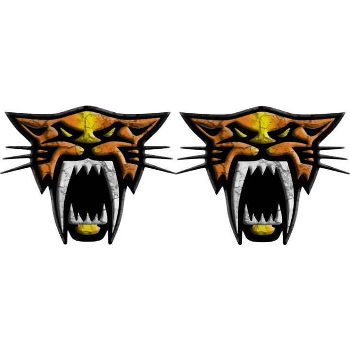 Arctic Cat Head Logo Orange Stickers Decals x2 - DecalsHouse