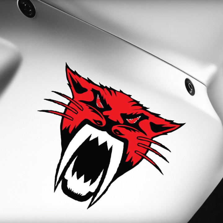 Arctic Cat Head Logo Red Style 2 Stickers Decals x2 - DecalsHouse