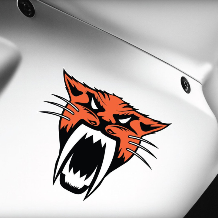 Arctic Cat Head Orange Style 2 Stickers Decals x2 - DecalsHouse
