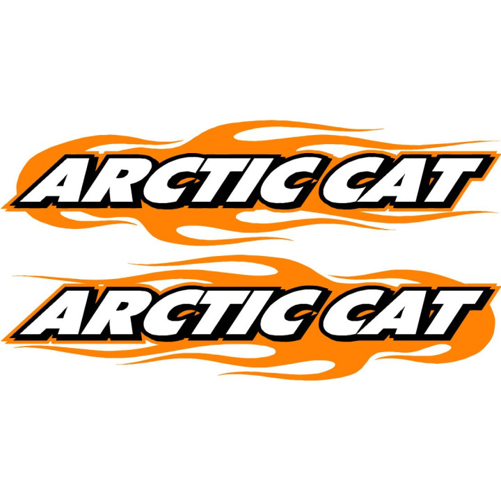 Arctic Cat Orange Flames Stickers Decals x2 - DecalsHouse