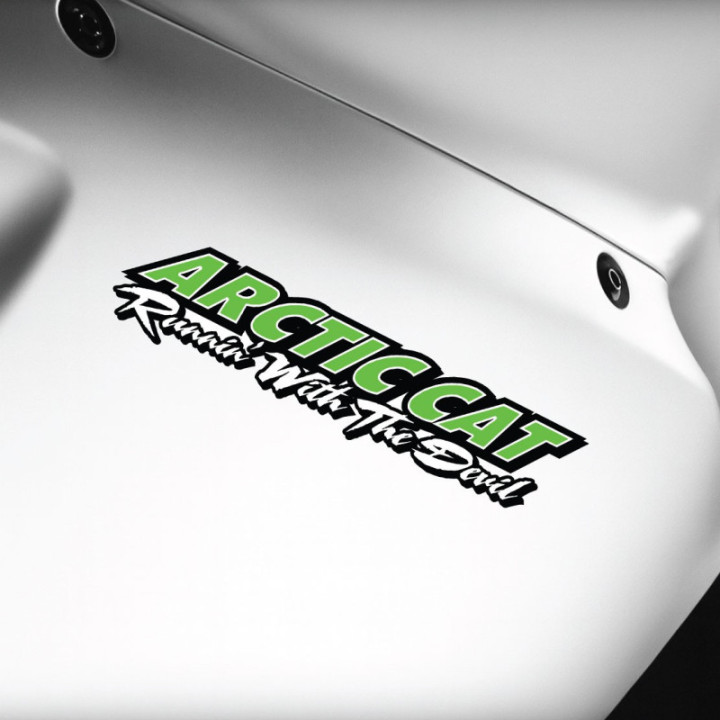 Arctic Cat Running With The Devil Stickers Decals x2 - DecalsHouse
