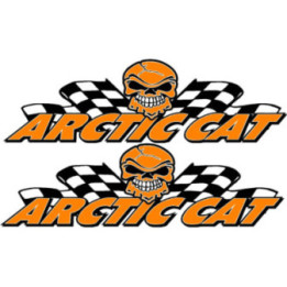 Arctic Cat Skull Racing Orange Stickers Decals x2 - DecalsHouse